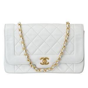 Chanel Matelasse Diana Flap Chain Shoulder White